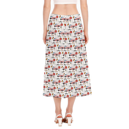 EMS Paramedic Pattern Print Side Slit Midi Skirt