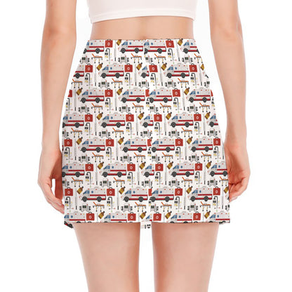 EMS Paramedic Pattern Print Side Slit Mini Skirt