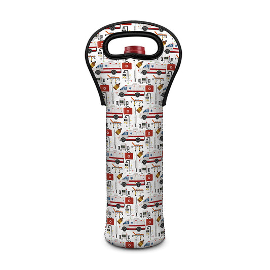 EMS Paramedic Pattern Print Single Neoprene Wine Tote