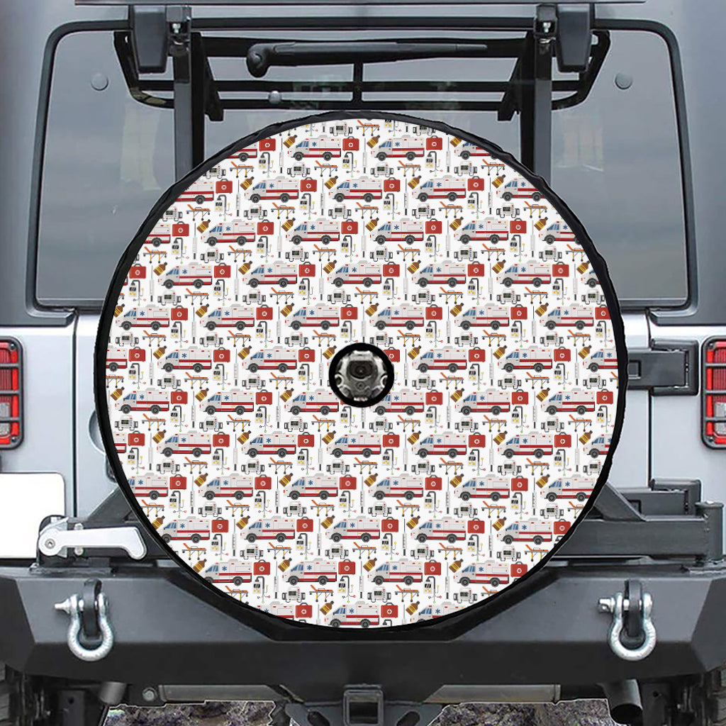 EMS Paramedic Pattern Print Tire Cover With Camera Hole