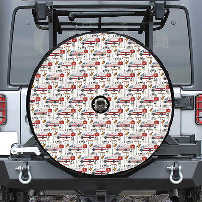 EMS Paramedic Pattern Print Tire Cover With Camera Hole