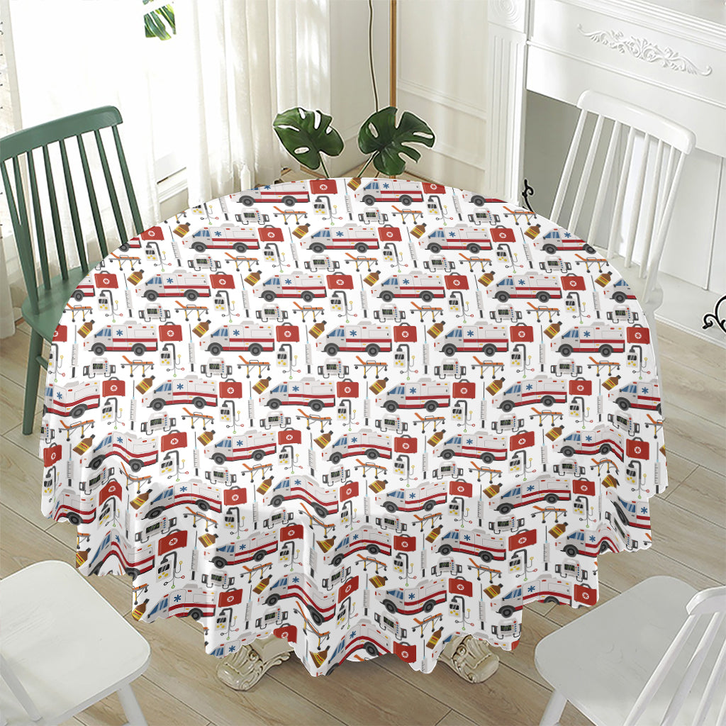 EMS Paramedic Pattern Print Waterproof Round Tablecloth