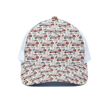 EMS Paramedic Pattern Print White Mesh Trucker Cap