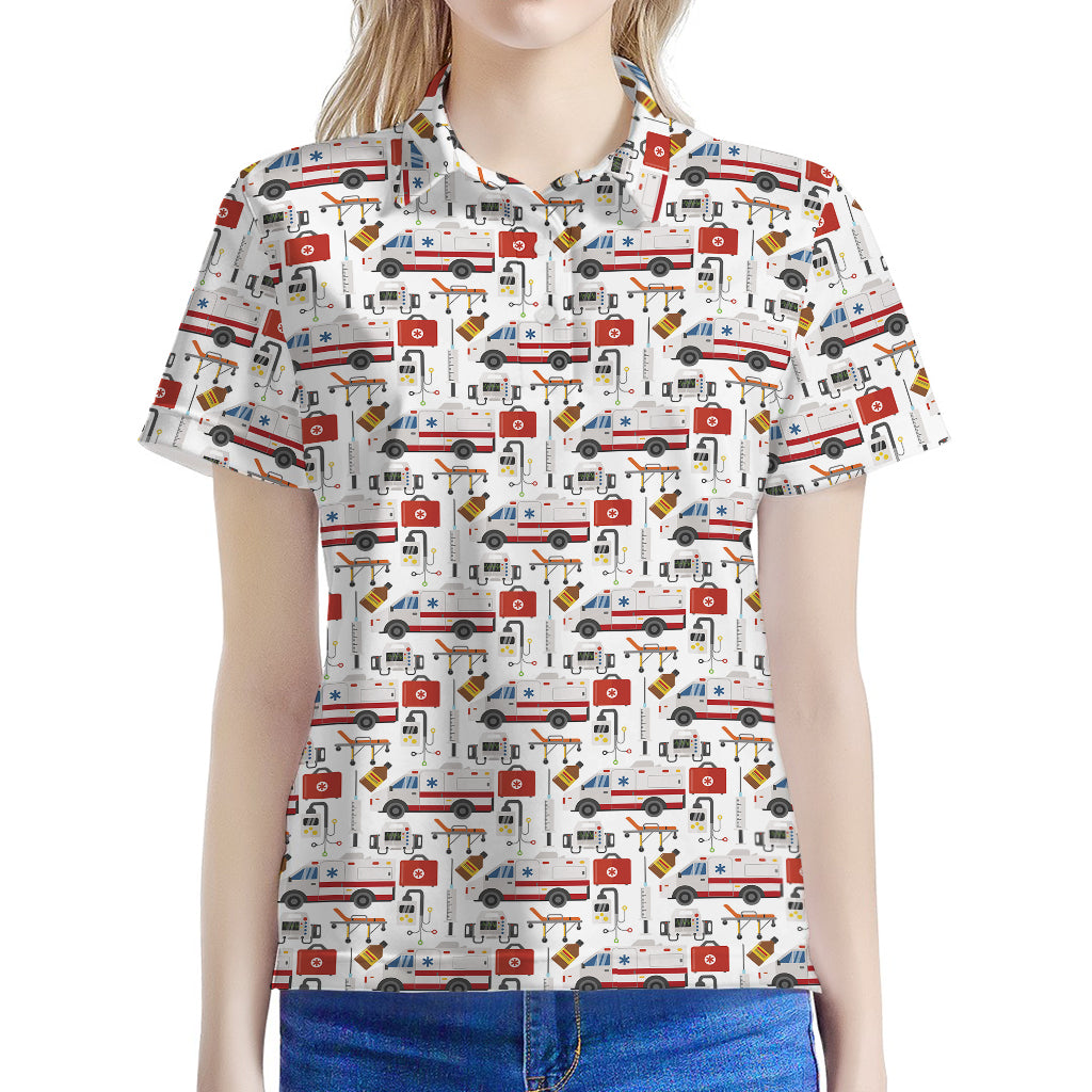 EMS Paramedic Pattern Print Women's Polo Shirt