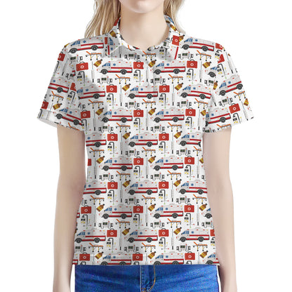 EMS Paramedic Pattern Print Women's Polo Shirt