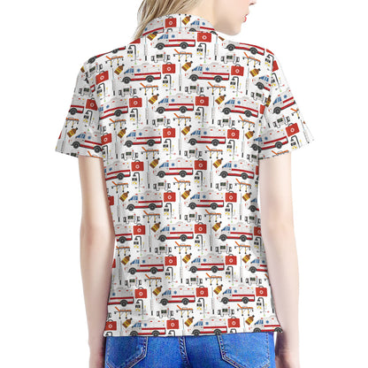 EMS Paramedic Pattern Print Women's Polo Shirt