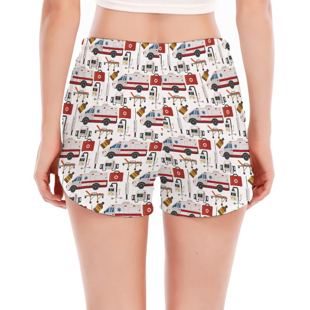 EMS Paramedic Pattern Print Women's Split Running Shorts