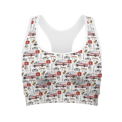 EMS Paramedic Pattern Print Women's Sports Bra