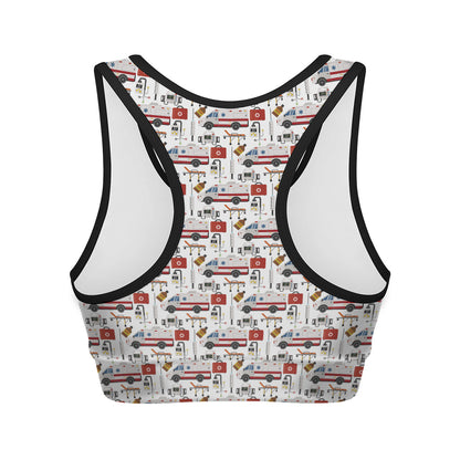 EMS Paramedic Pattern Print Women's Sports Bra