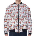 EMS Paramedic Pattern Print Zip Sleeve Bomber Jacket