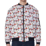 EMS Paramedic Pattern Print Zip Sleeve Bomber Jacket