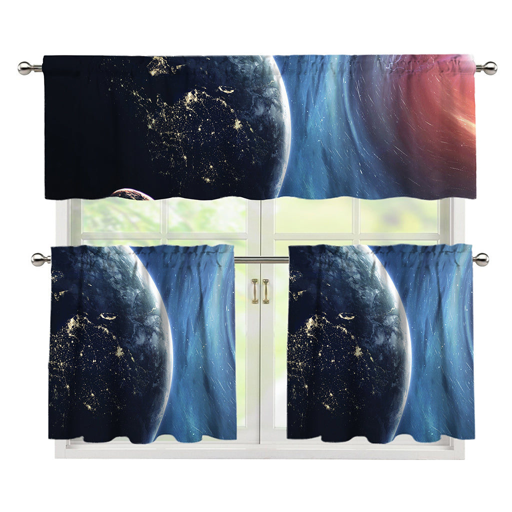 Endless Space Print 3 Piece Kitchen Curtains