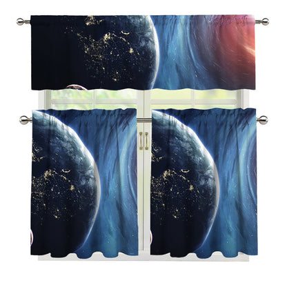 Endless Space Print 3 Piece Kitchen Curtains