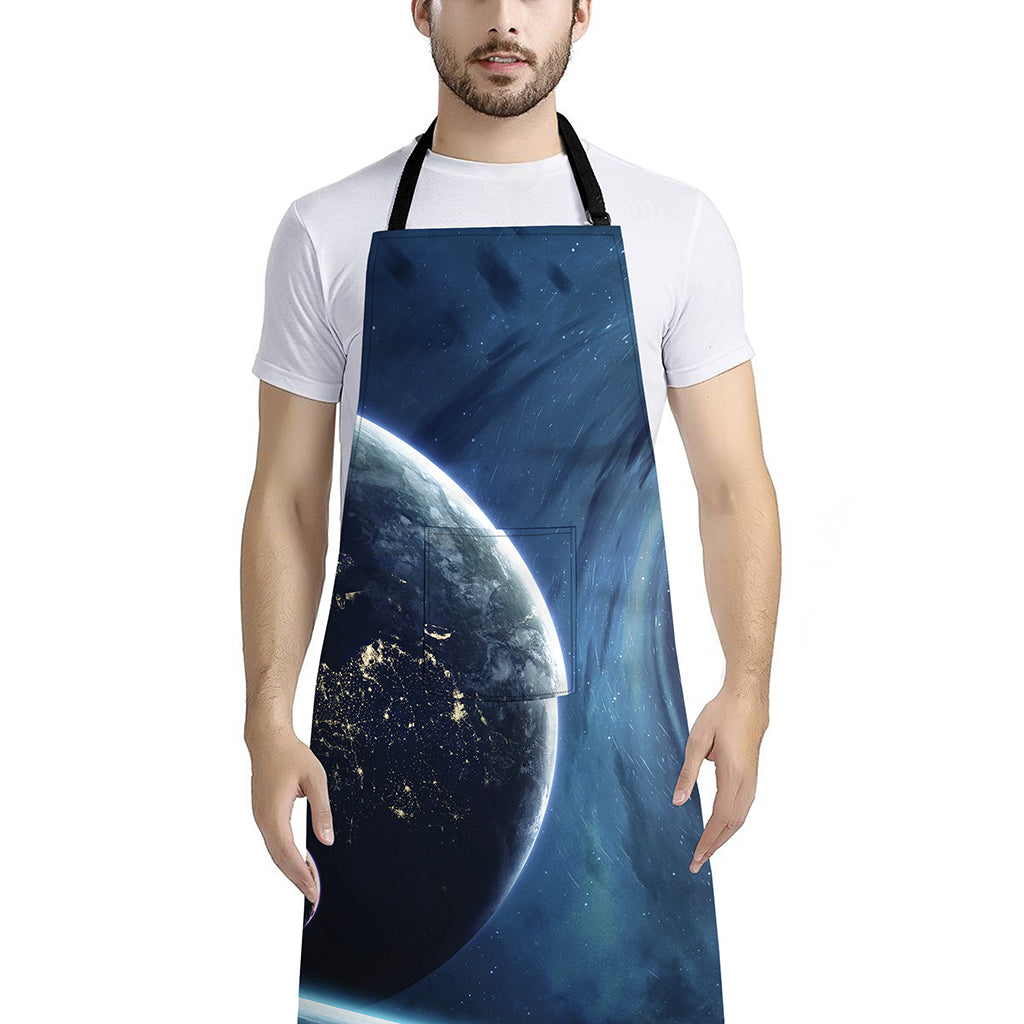 Endless Space Print Bib Apron With Pocket