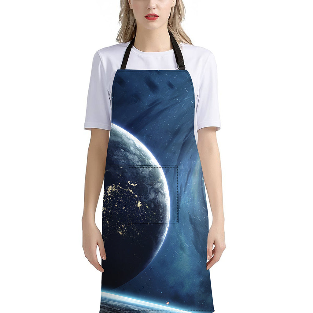 Endless Space Print Bib Apron With Pocket