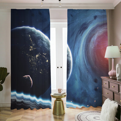 Endless Space Print Blackout Pencil Pleat Curtains