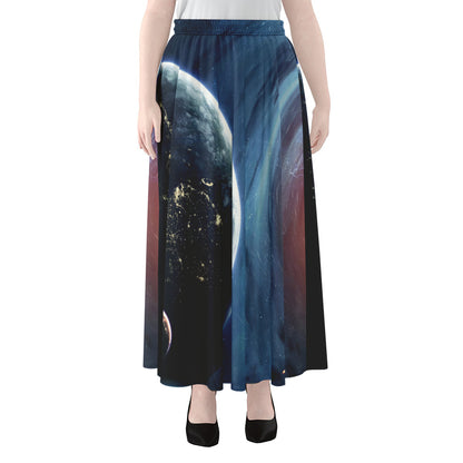 Endless Space Print Chiffon Maxi Skirt