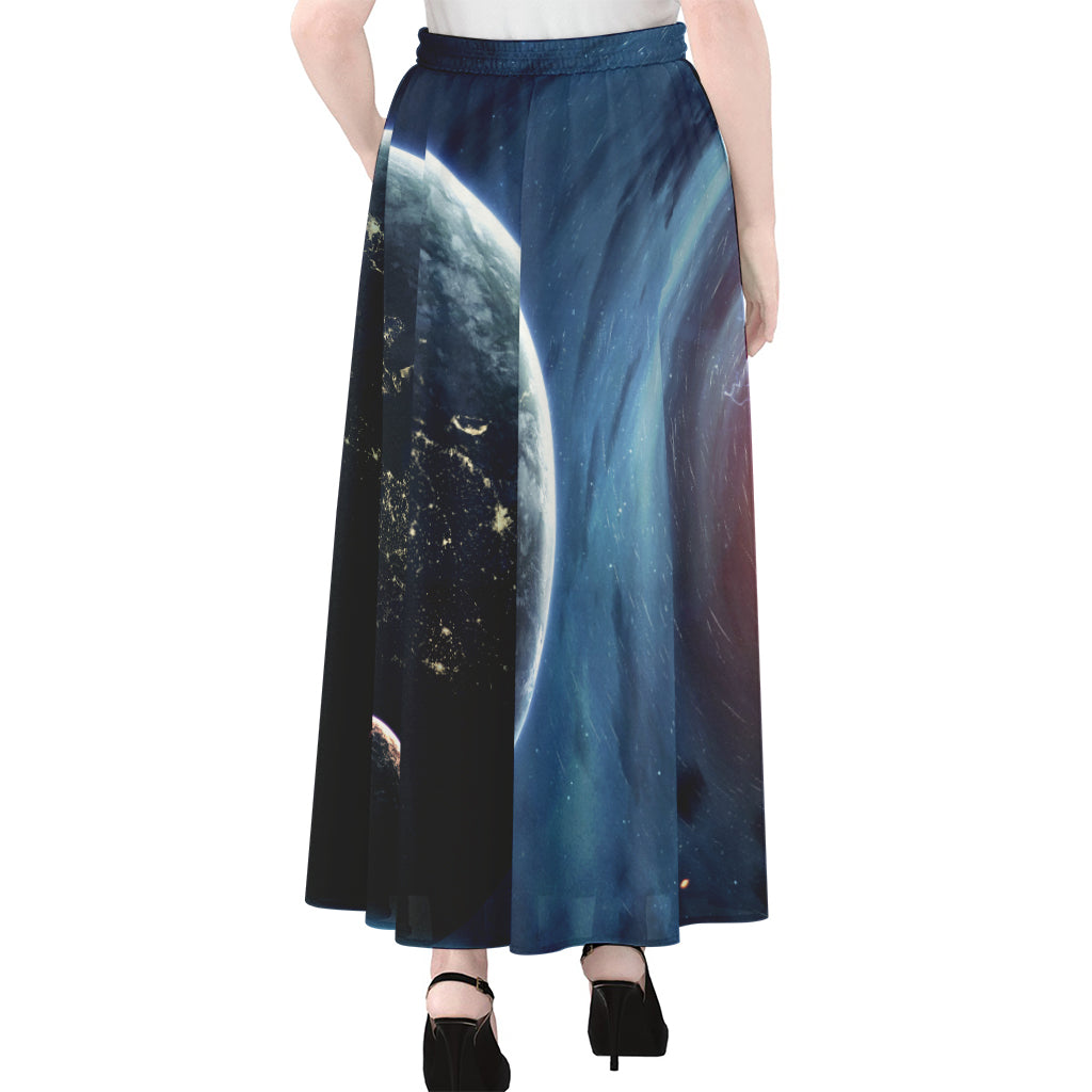 Endless Space Print Chiffon Maxi Skirt