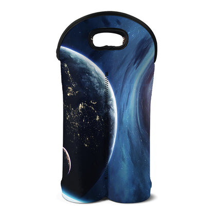 Endless Space Print Double Neoprene Wine Tote