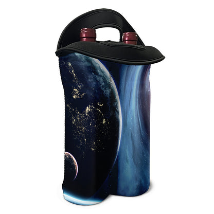 Endless Space Print Double Neoprene Wine Tote