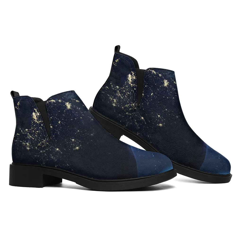 Endless Space Print Flat Ankle Boots