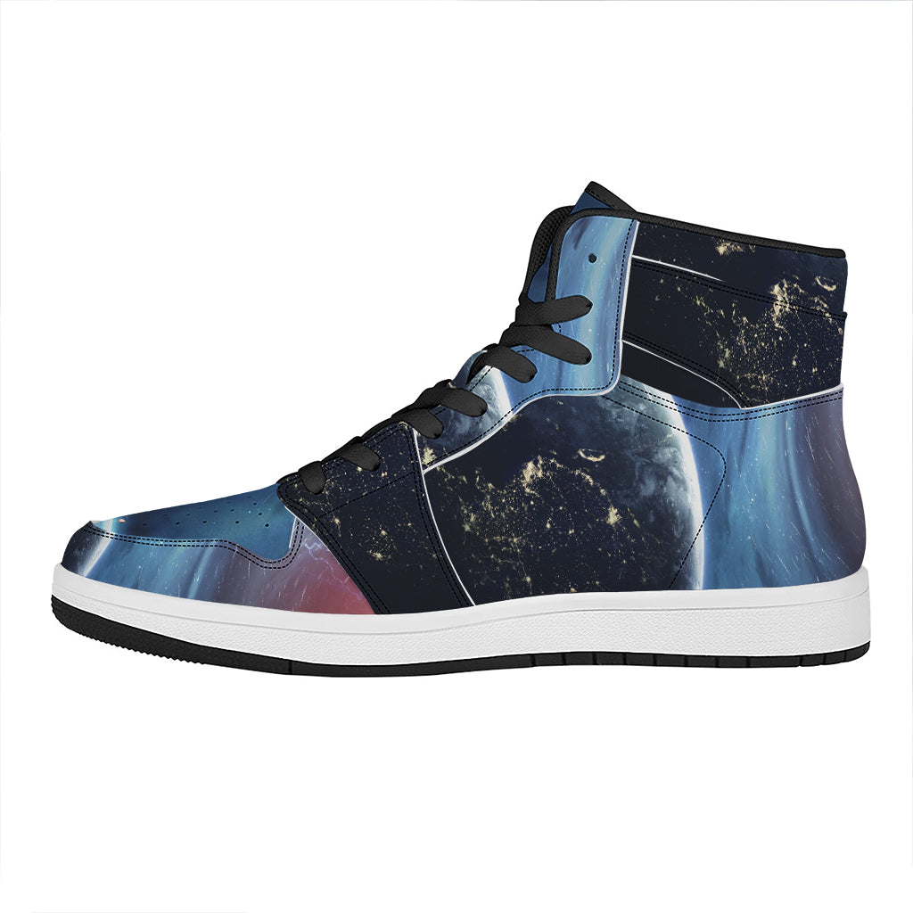 Endless Space Print High Top Leather Sneakers