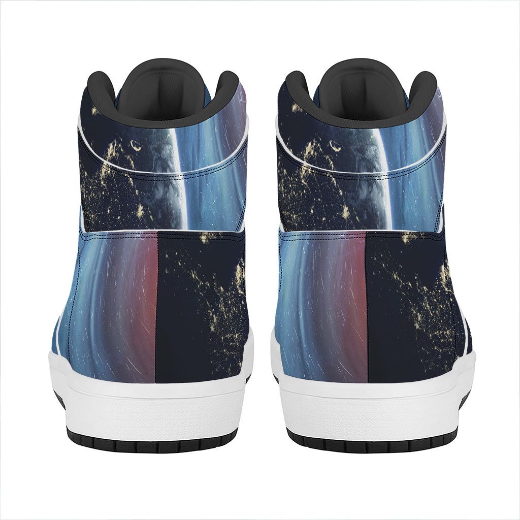 Endless Space Print High Top Leather Sneakers