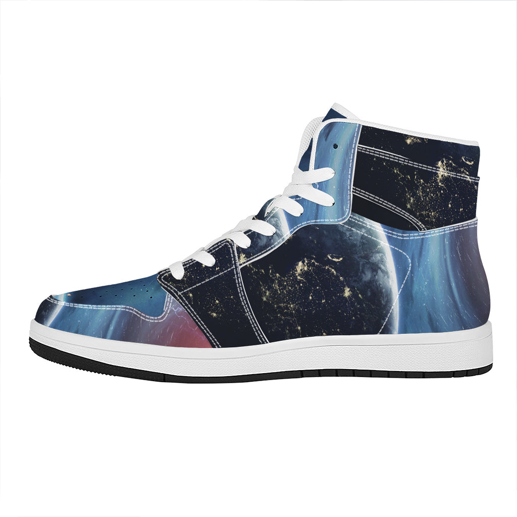 Endless Space Print High Top Leather Sneakers
