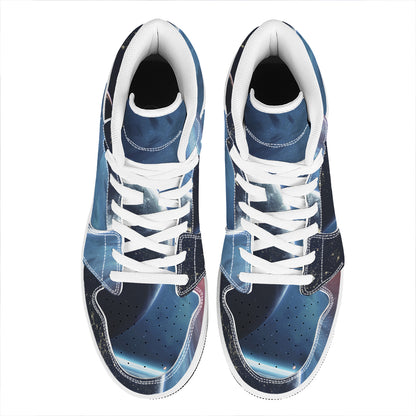 Endless Space Print High Top Leather Sneakers