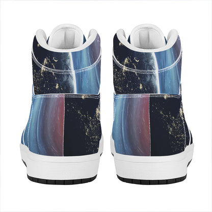 Endless Space Print High Top Leather Sneakers