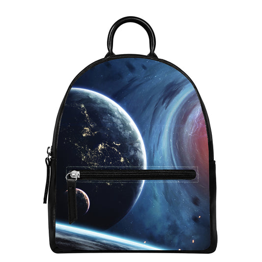 Endless Space Print Leather Backpack