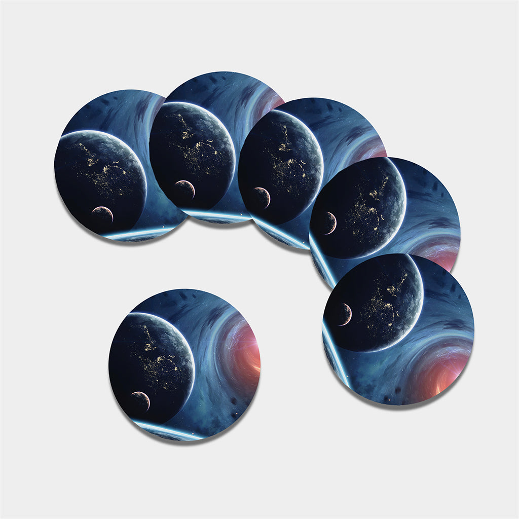 Endless Space Print Leather Coaster Set