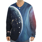 Endless Space Print Long Sleeve Baseball Jersey