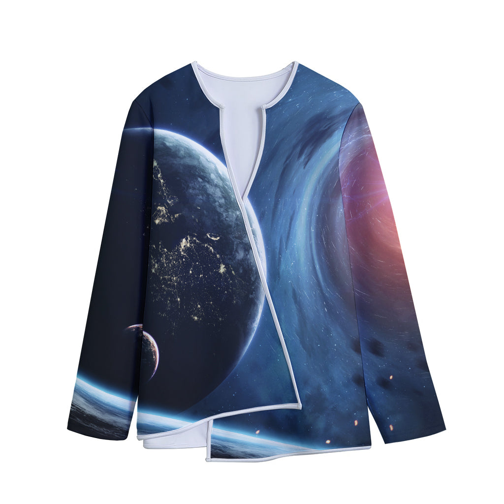 Endless Space Print Long Sleeve Short Coat