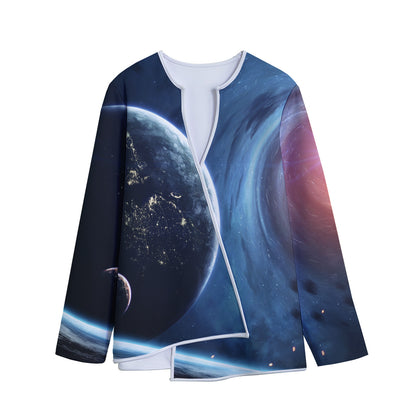 Endless Space Print Long Sleeve Short Coat