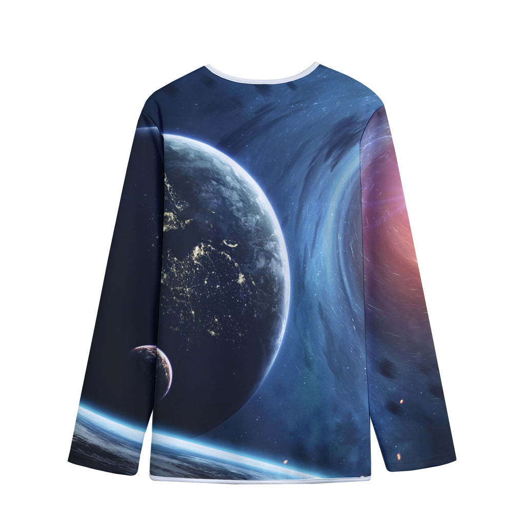 Endless Space Print Long Sleeve Short Coat