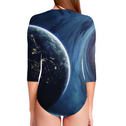 Endless Space Print Long Sleeve Swimsuit