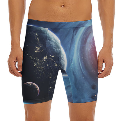 Endless Space Print Men's Long Boxer Briefs