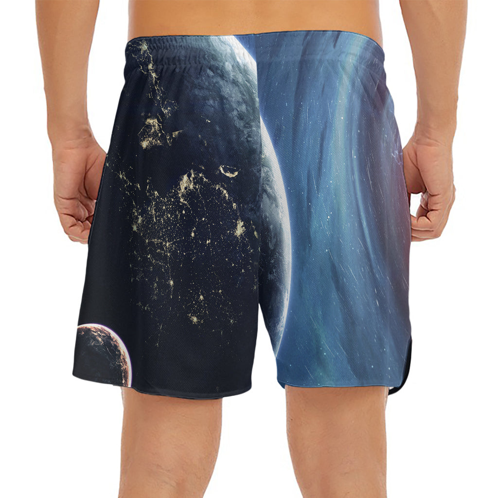 Endless Space Print Men's Split Running Shorts