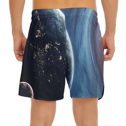 Endless Space Print Men's Split Running Shorts