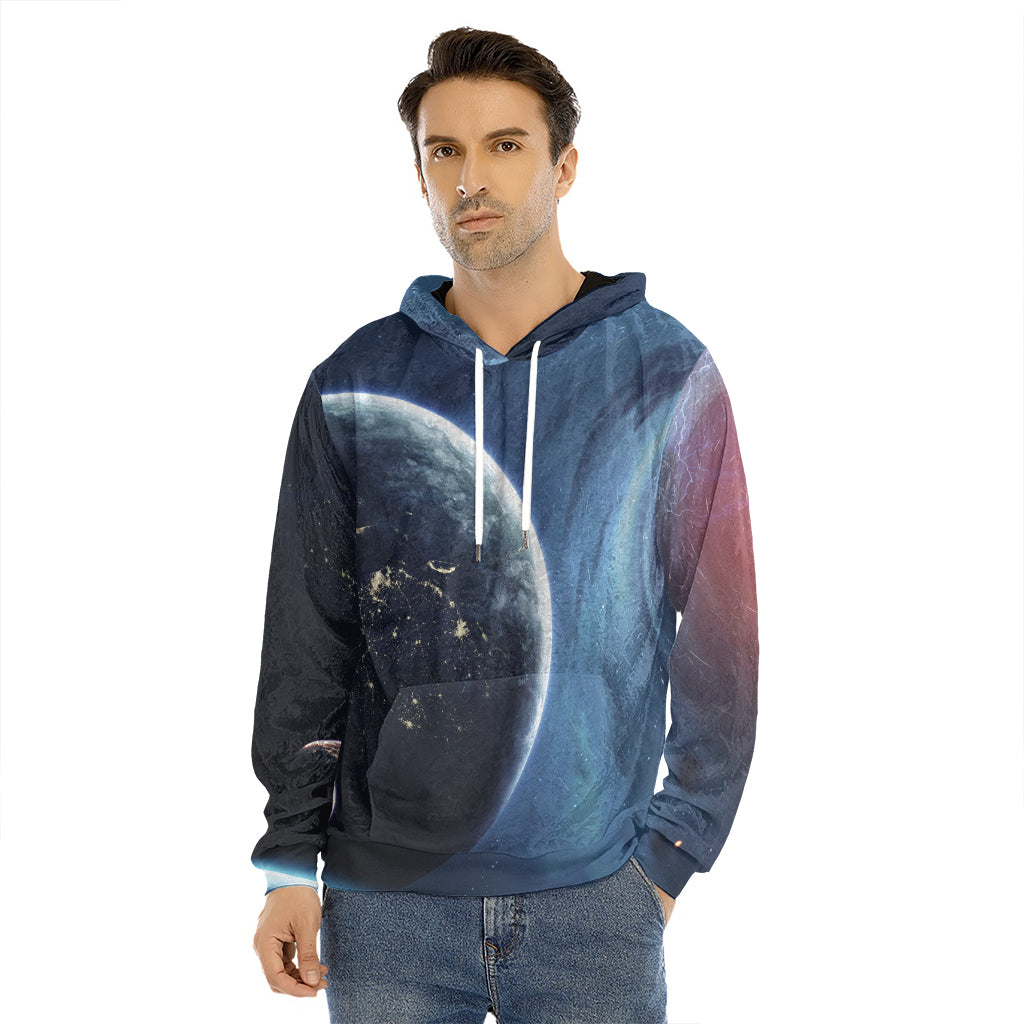 Endless Space Print Men's Velvet Pullover Hoodie