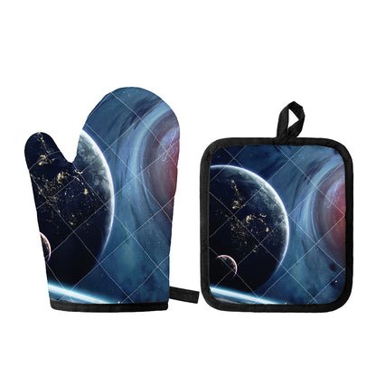 Endless Space Print Oven Mitt And Pot Holder Set