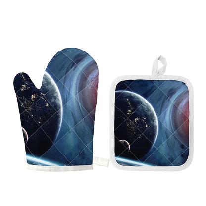 Endless Space Print Oven Mitt And Pot Holder Set