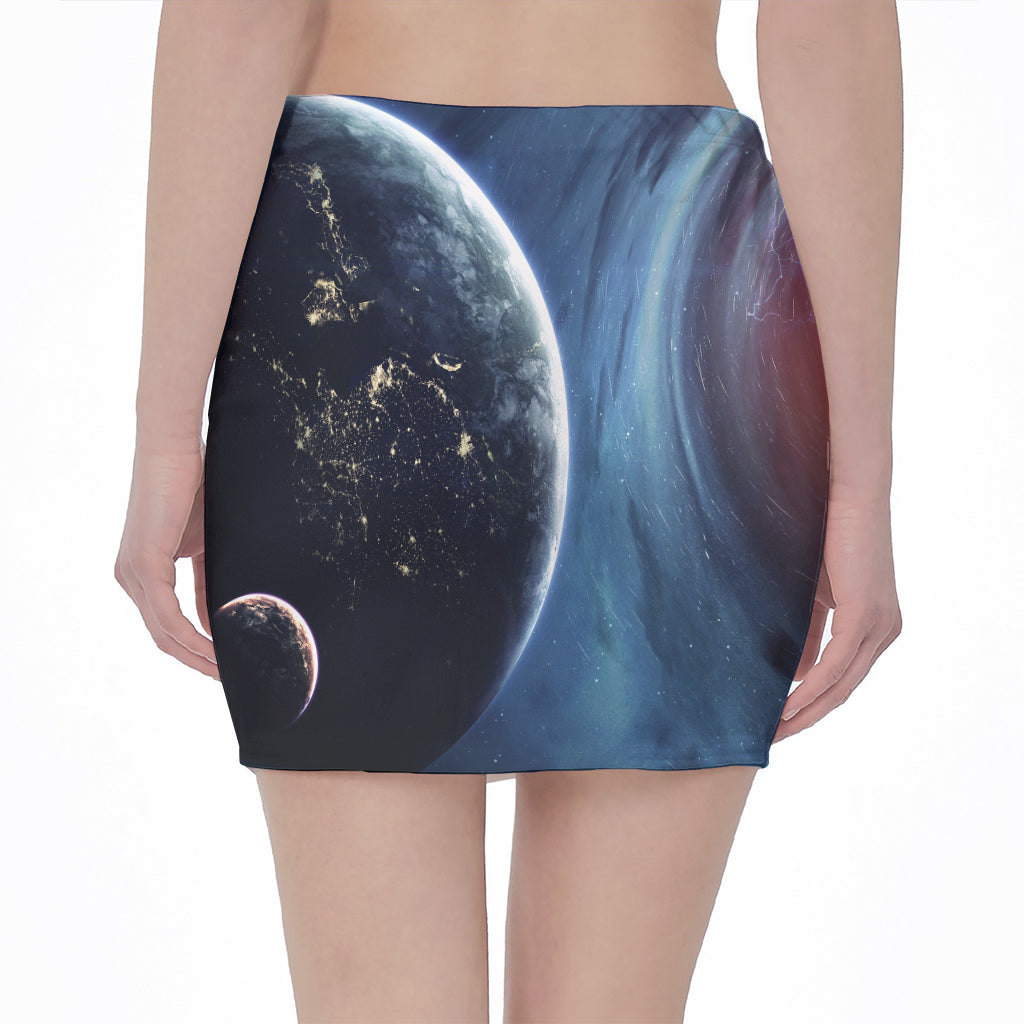 Endless Space Print Pencil Mini Skirt