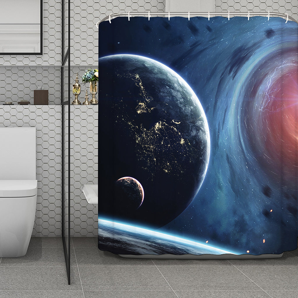 Endless Space Print Polyester Shower Curtain
