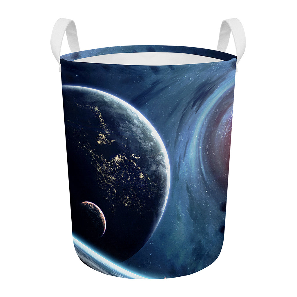 Endless Space Print Round Laundry Basket
