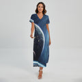 Endless Space Print Short Sleeve Maxi Dress