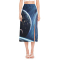 Endless Space Print Side Slit Midi Skirt