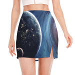 Endless Space Print Side Slit Mini Skirt