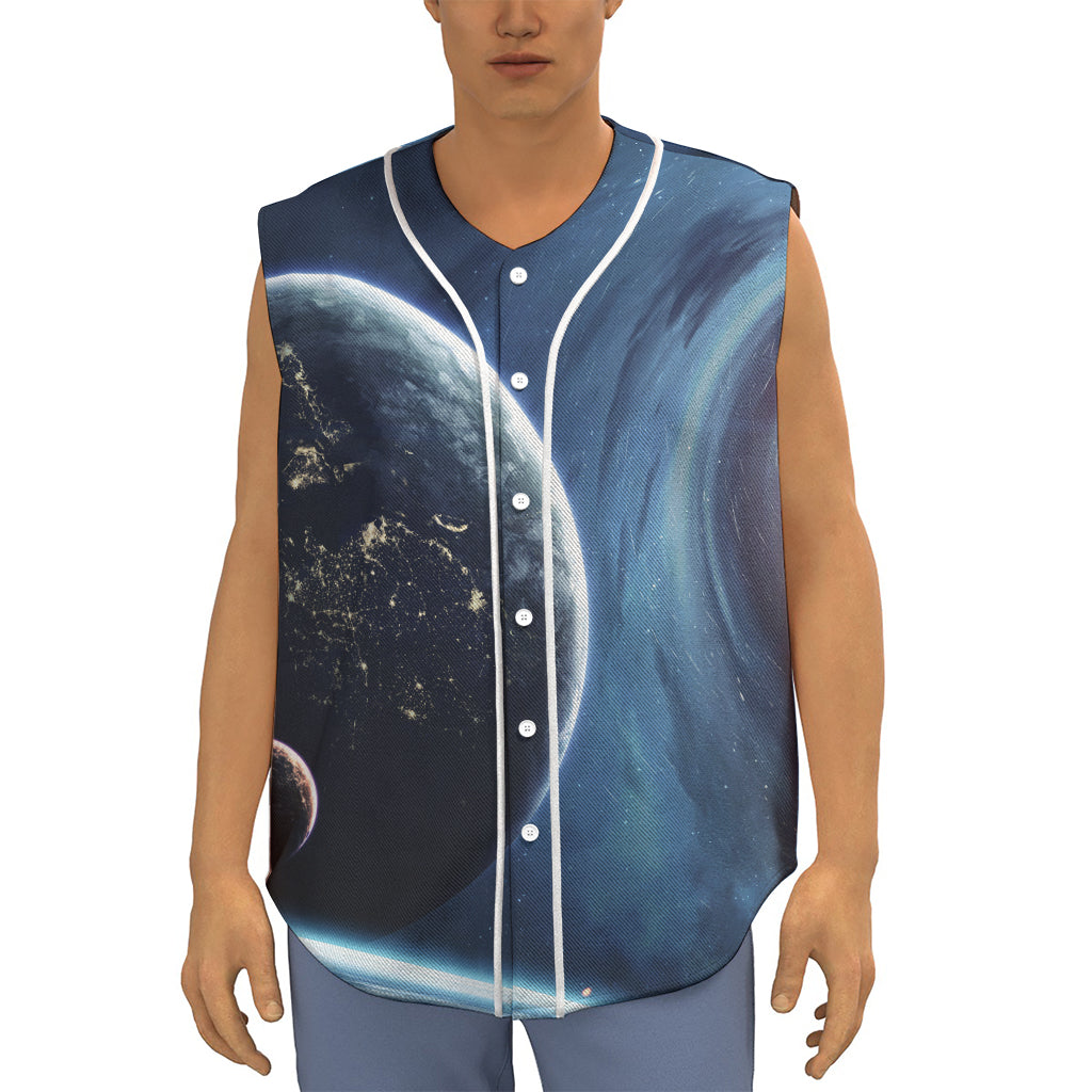 Endless Space Print Sleeveless Baseball Jersey